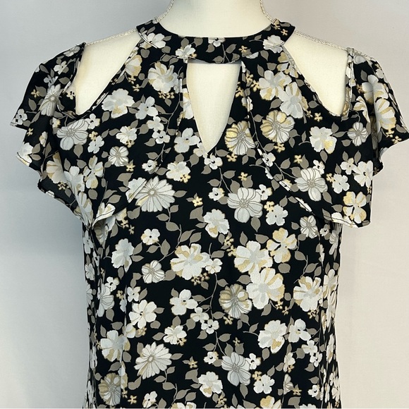 Candies Womens Floral Mini Dress Size M Halter Metallic Gold Black Y2K Fairy - Picture 6 of 15